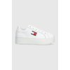 Kožené tenisky Tommy Jeans TJW FLATFORM ESS biela farba, EN0EN02518 EUR 41