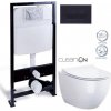 PRIM predstenový inštalačný systém s čiernym tlačidlom 20/0044 + WC CERSANIT ZEN CLEANON + SEDADLO PRIM_20/0026 44 HA1