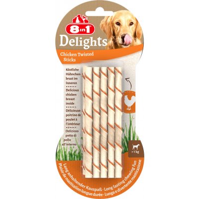 8in1 Delights Chicken Twisted Sticks pre malé psy - 20 ks