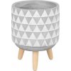 Dekorácia MagicHome, Kvetináč s mozaikou, cement, s nožkami, 13x13x12 cm Farba: sivý/biely