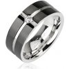 Šperky eshop - Oceľový prsteň - vzor kríž, zirkón uprostred H16.6 - Veľkosť: 69 mm