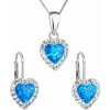 Súprava šperkov so syntetickým opálom a krištáľmi Preciosa náušnice a prívesok modré srdce 39161.1 Blue s. Opal