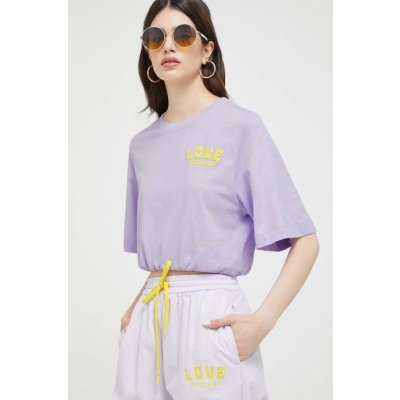 Love Moschino Bavlnené tričko fialová