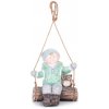 Postavička MagicHome Vianoce, Chlapček na hojdačke so sovičkou, závesná, keramika, 34,5x25,5x39,5 cm