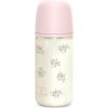 Suavinex Poetry SX Pro Physiological Glass M sklenená dojčenská fľaša 3 m+ Medium Flow - Pink 240 ml