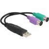 Delock - USB adaptér - USB (M) do PS/2 (F) - 17 cm - černá