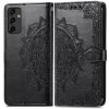 Peňaženkové puzdro Embossing Pattern Mandala Flower čierne – Samsung Galaxy A14 4G/5G