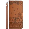 Peňaženkové puzdro Embossing Pattern Mačky hnedé – Apple iPhone 15 Pro Max