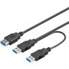 PremiumCord ku3y02 USB 3.0 napájací Y, A/Male + A/Male -- A/Female DUAL (prídavné napájanie)