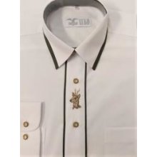 Košeľa Luko Pánska poľovnícka biela s výšivkou srnca