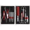 Zwilling Classic Inox manikúra, červená kůže s kovovým rámem, 10 ks 97654-003 Zwilling BT Classic Inox kožené pevné pouzdro s rámečkem 10ks červená