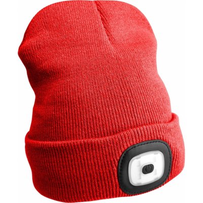 Čepice s čelovkou 180lm, nabíjecí, USB, univerzální velikost, bavlna/PE, červená SIXTOL