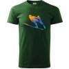 Skokan na lyžiach splash - Klasické pánske tričko vyššej gramáže - 4XL ( Fľaškovozelená )