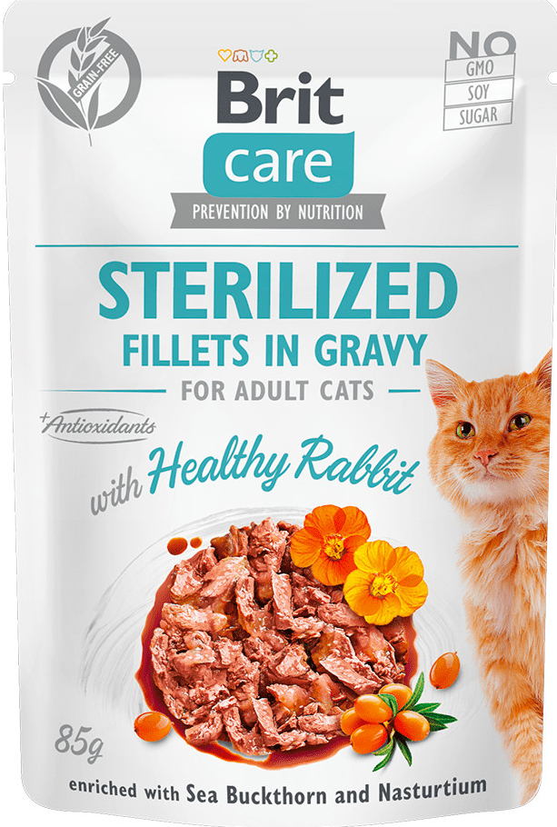 Brit Care Cat Sterilized Fillets in Gravy with Healthy Rabbit 24 x 85 g