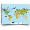 Sablio Obraz Zvieracia mapa sveta - 90x60 cm