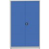 Dielenská policová skriňa na náradie KOVONA JUMBO, 4 police, zváraná, 1200 x 600 x 1950 mm, sivá / modrá