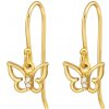 For Silver Visiace pozlátené náušnice Motýľ so zirkónmi - Striebro 925