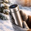 Inteligentný termohrnček s displejom 500ml strieborný (Termohrnček s LCD zobrazením teploty na kávu a čaj na cesty)