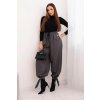 Kesi Dámske nohavice 90495 so širokými nohavicami a zaväzovaním na spodku Šedá tmavo