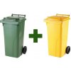Akciový balíček - Popolnica Odpadová nádoba 120L zelená + žltá