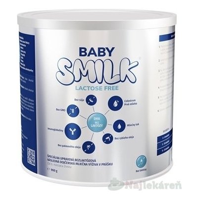 BABYSMILK LACTOSE FREE s Colostrom (od 6 m), 1x900 g, následná dojčenská mliečna výživa v prášku