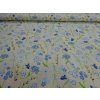 Bavlna modré kvety na vanilkovom podklade š.140cm