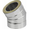 PRODMAX Trojplášťové (trojvrstvové) nerezové izolované komínové koleno 30° - priemer 100/160 mm, hrúbka steny rúry 0,6 mm, dymovod