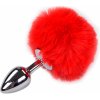 Alive Metal Anal Fluffly Plug S Red