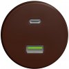 Kliklap | Kliklap - Retro USB zásuvka A+C bez rámika hnedá | KA0079
