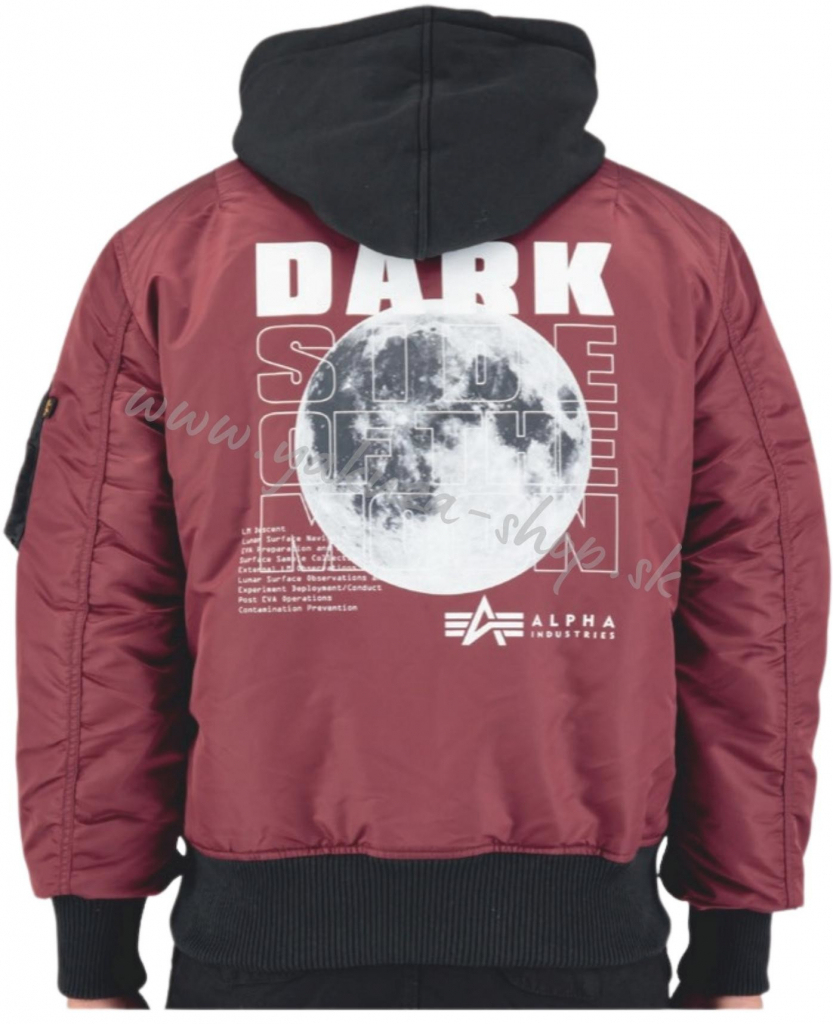 Alpha Industries MA-1 VF Hood Dark Side zimná bunda burgundy bordová