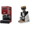 Gaggia New Classic E24 BC, red + Eureka Mignon Single Dose, Chrome & Oak