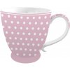 Porcelánový hrnček v bielo-ružovej pastelovej farbe v retro štýle s uškom na ľahšie uchopenie a s bodkami 430 ml Isabelle Rose 39050