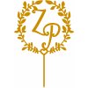 Zápich - Iniciály v ozdobnej korune - 13cm - bez paličky