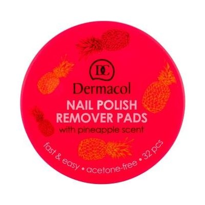 Dermacol Odlakovacie tampóny na nechty s vôňou ananásu Nail Polish Remover Pads 32 ks