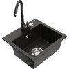 Mexen Milo, 1-komorový granitový drez 43,5x41 cm a kuchynská batéria Telma, čierna-zlatá, 6505-75-670200-70