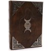 Hnedý Zápisník z Hrubej Kože s Ozdobným Okrajom - Zinkový Dekor Trojitý Mesiac - 26 x 18 x 5 cm