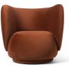 Ferm Living Kreslo Rico Rich Velvet, otočné – červenohnedé