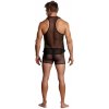 Male Power Stretch Net Tank top sieťovaný s výrezom, čierny