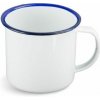 HIGHLANDER hrnček 0,3 l priemer 8 cm smalt BIELY modrý lem