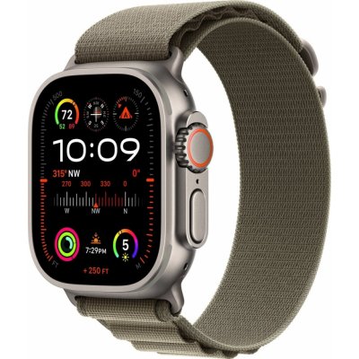 Apple Watch Ultra 2, 49mm, titánové púzdro, olivovo alpský ťah - Medium MREY3CS/A
