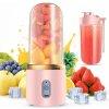 Prenosný smoothie blender USB 400 ml ružový (Prenosný mixér na smoothie a koktaily s USB nabíjaním a 6 čepeľami)