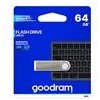 Goodram USB flash disk, USB 2.0, 64GB, UUN2, strieborný, UUN2-0640S0R11, USB A, s pútkom