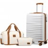 British Traveller odolný kufor PC+ABS 36L a sada batožiny - béžová