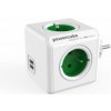 PowerCube Original 4 zásuvky 2x USB zelený