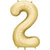 Party Deco Balón Číslo 2 Zlatý 86 cm (Narodeninový fóliový balón číslo dva, s jemným saténovým efektom, vhodný na plnenie vzduchom aj héliom.)