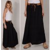 Fashionweek dlhá maxi letná sukňa zo vzdušného materiálu s vreckami + opasok ZIZI00 čierna
