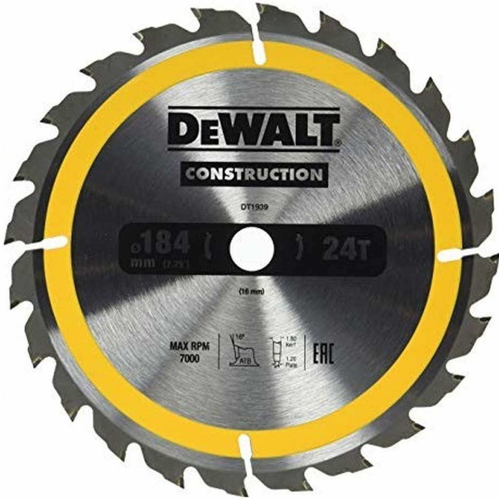DeWALT DT1939 Pílový kotúč CONSTRUCTION, 184 x 16 mm, 24 zubov