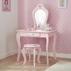 Detský vintage kozmetický toaletný stolík so zrkadlom + stoličkou - Ružový Nonbrand