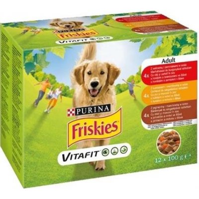 Nestlé Purina PetCare Company Nestlé Friskies dog Adult Multipack hovädzie&kura&jahňa kapsička 12x