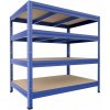 Regál do technickej miestnosti Biedrax 35 x 75 x 120 cm, modrý, 4 police MDF, nosnosť 300 kg na policu